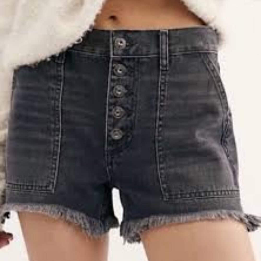 We the Free Jesse Carpenter Black Jean Cutt Off Shorts